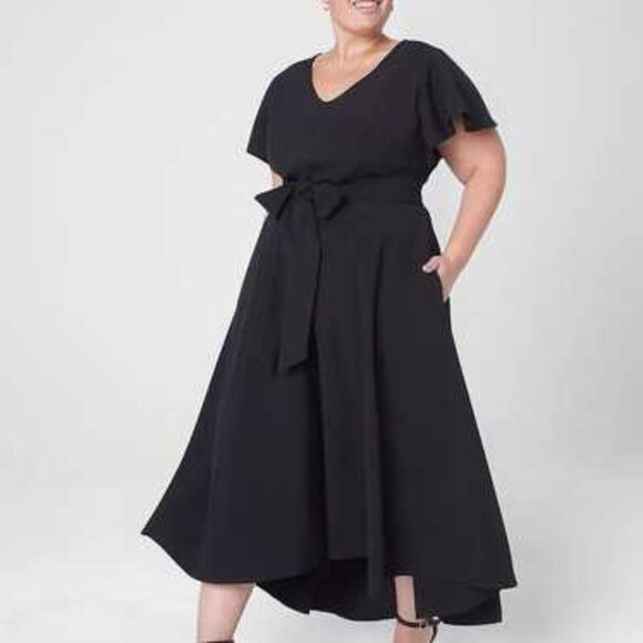 LANE BRYANT Lena V-Neck High-Low Midi Dress, Size 20 - Picture 1 of 9